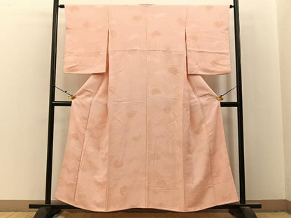 平和屋着物●上質な小紋　地紋起こし　雲重ね花絵皿文　正絹　逸品　BAAX6639hj