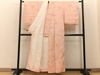 平和屋着物●上質な小紋　地紋起こし　雲重ね花絵皿文　正絹　逸品　BAAX6639hj