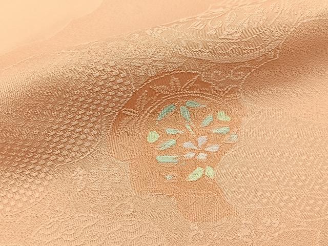 平和屋着物●上質な小紋　地紋起こし　雲重ね花絵皿文　正絹　逸品　BAAX6639hj