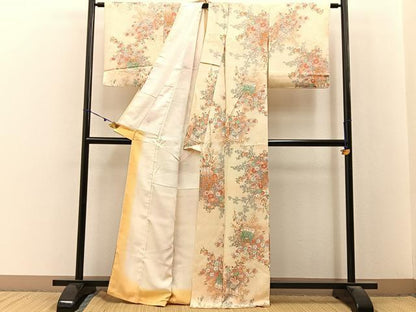 平和屋着物■上質な小紋　几帳枝花文　暈し染め　正絹　逸品　BAAX6641hj