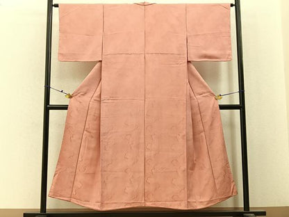 平和屋着物■上質な色無地　道長吉祥地紋　深支子色　正絹　逸品　未使用　BAAX6642hj