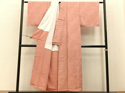 平和屋着物■上質な色無地　道長吉祥地紋　深支子色　正絹　逸品　未使用　BAAX6642hj
