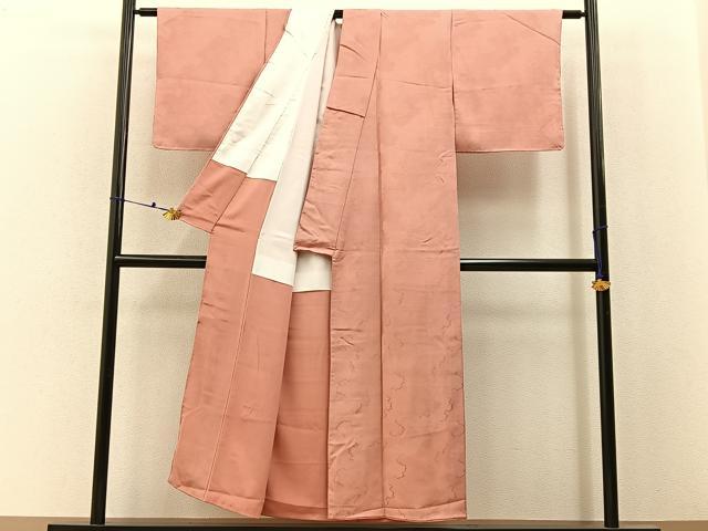 平和屋着物■上質な色無地　道長吉祥地紋　深支子色　正絹　逸品　未使用　BAAX6642hj
