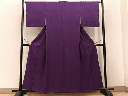 平和屋着物■上質な色無地　立涌地紋　蒲葡色　正絹　逸品　BAAX6643hj