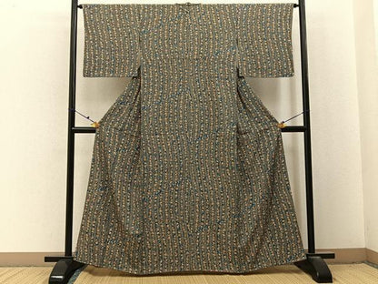 平和屋着物■上質な小紋　更紗花文　正絹　逸品　BAAX6645hj