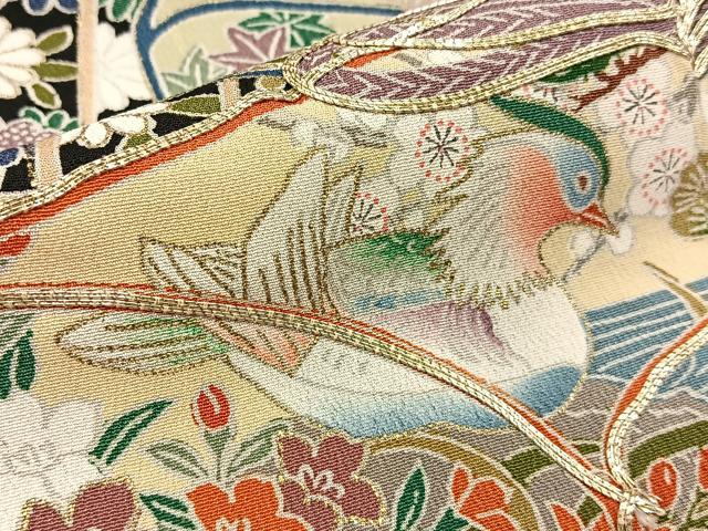 平和屋着物■豪華黒留袖　駒刺繍　束ね熨斗文箱花鳥文　金彩　正絹　逸品　BAAX6651hj