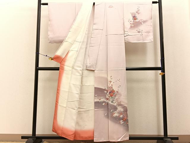 平和屋着物■訪問着　短冊風景花文　暈し染め　正絹　逸品　BAAX6652hj