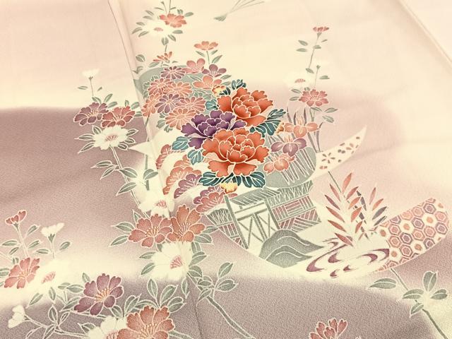 平和屋着物■訪問着　短冊風景花文　暈し染め　正絹　逸品　BAAX6652hj