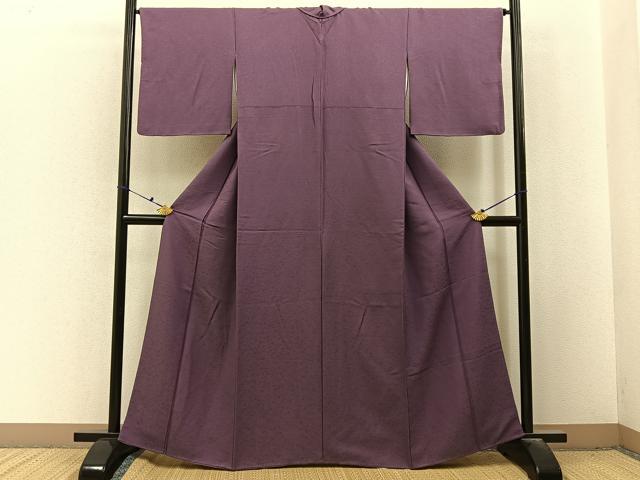 平和屋着物■上質な色無地　花唐草地紋　二藍色　正絹　逸品　BAAX6653hj