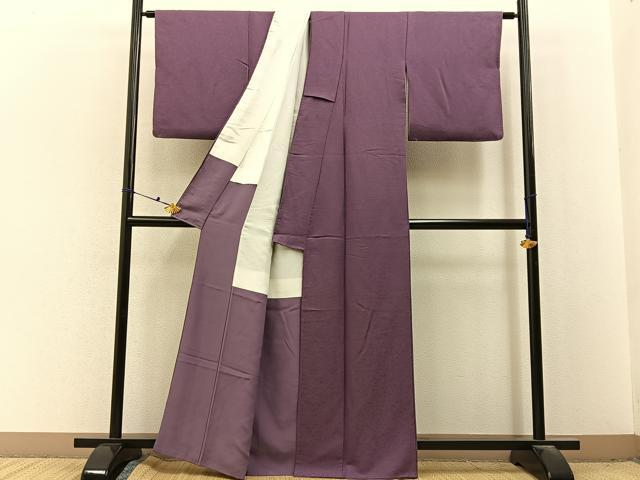 平和屋着物■上質な色無地　花唐草地紋　二藍色　正絹　逸品　BAAX6653hj