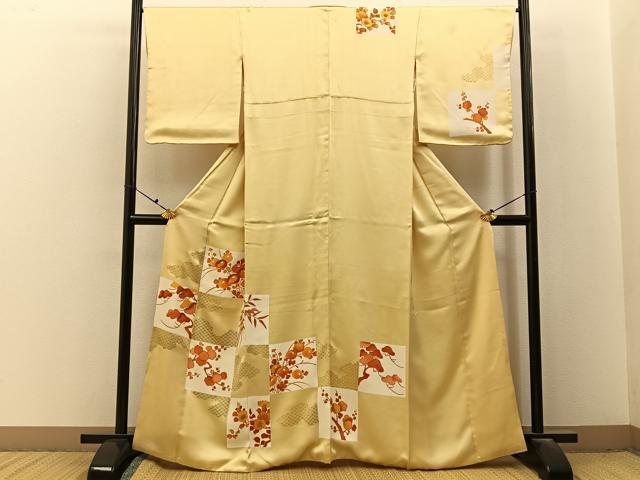 平和屋着物■訪問着　刺繍　松竹梅　万寿菊　金彩　正絹　逸品　BAAX6655hj