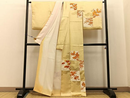 平和屋着物■訪問着　刺繍　松竹梅　万寿菊　金彩　正絹　逸品　BAAX6655hj