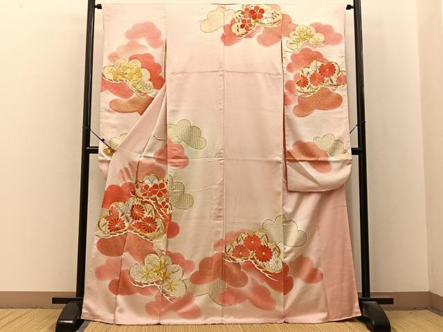平和屋着物■豪華振袖　駒刺繍　松花文　暈し染め　金彩　正絹　逸品　BAAX6656hj