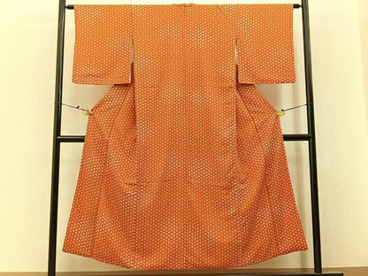 平和屋着物■上質な小紋　変わり麻の葉文様　正絹　逸品　BAAX6657hj