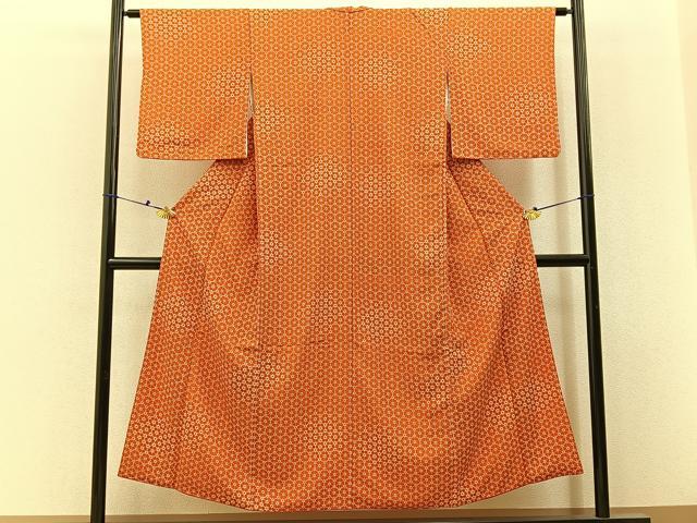 平和屋着物■上質な小紋　変わり麻の葉文様　正絹　逸品　BAAX6657hj