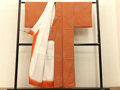 平和屋着物■上質な小紋　変わり麻の葉文様　正絹　逸品　BAAX6657hj
