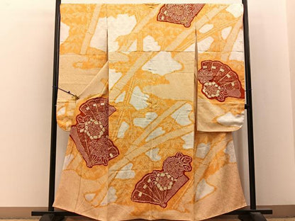 平和屋着物■豪華振袖　駒刺繍　絞り　檜扇菊文　正絹　逸品　BAAX6658hj