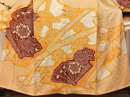 平和屋着物■豪華振袖　駒刺繍　絞り　檜扇菊文　正絹　逸品　BAAX6658hj