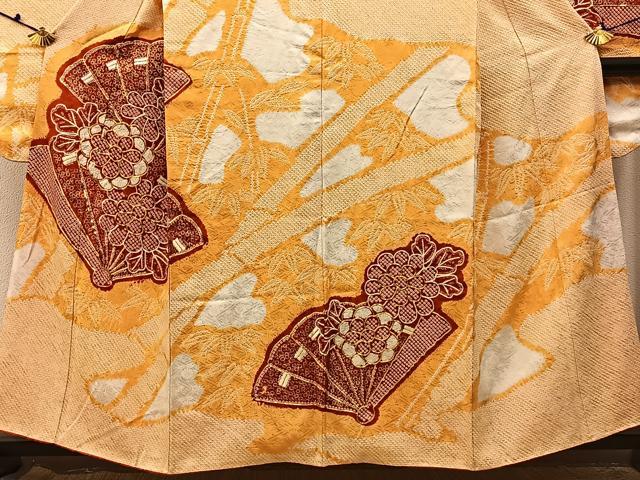 平和屋着物■豪華振袖　駒刺繍　絞り　檜扇菊文　正絹　逸品　BAAX6658hj
