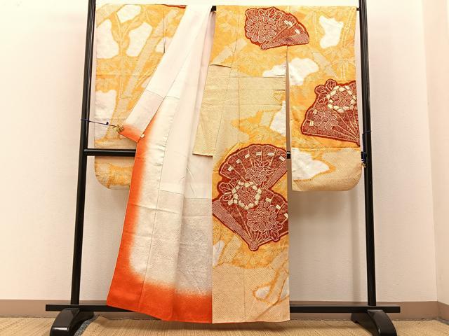 平和屋着物■豪華振袖　駒刺繍　絞り　檜扇菊文　正絹　逸品　BAAX6658hj
