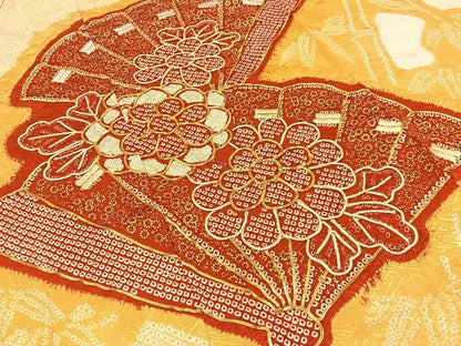 平和屋着物■豪華振袖　駒刺繍　絞り　檜扇菊文　正絹　逸品　BAAX6658hj