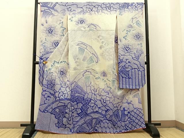 平和屋着物●豪華振袖　総絞り　片輪車牡丹文　正絹　逸品　BAAX6659hj