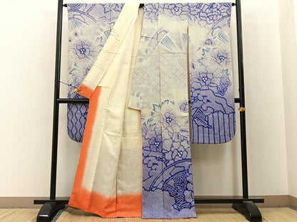平和屋着物●豪華振袖　総絞り　片輪車牡丹文　正絹　逸品　BAAX6659hj
