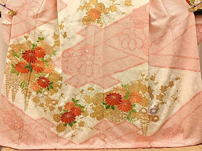 平和屋着物■豪華振袖　駒刺繍　絞り　花筏　金彩　正絹　逸品　BAAX6660hj