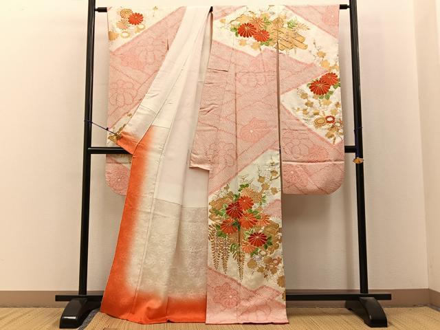 平和屋着物■豪華振袖　駒刺繍　絞り　花筏　金彩　正絹　逸品　BAAX6660hj