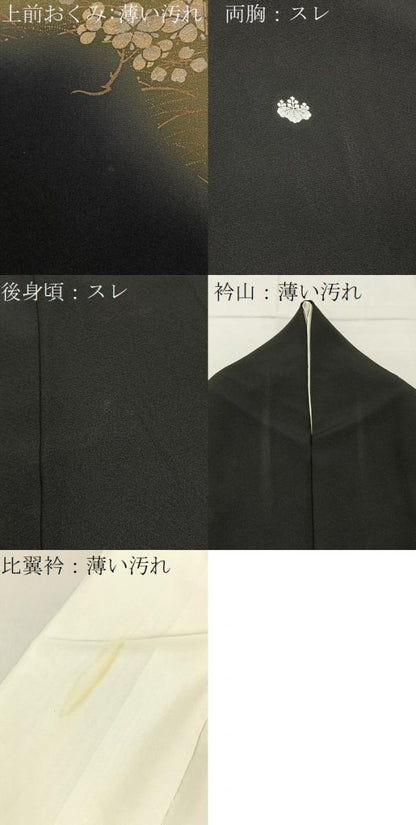 平和屋着物■豪華黒留袖　作家物　鳳凰扇面花文　暈し染め　金彩　ロング丈　正絹　逸品　BAAX6661hj