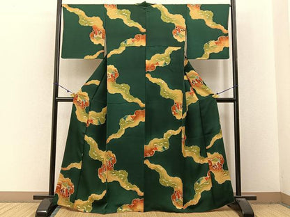 平和屋着物●上質な小紋　地紋起こし　御所車文　正絹　逸品　BAAX6662hj