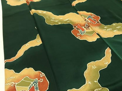 平和屋着物●上質な小紋　地紋起こし　御所車文　正絹　逸品　BAAX6662hj