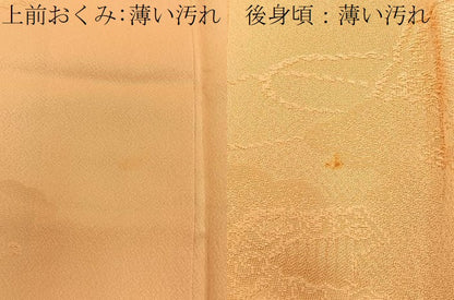 平和屋着物■上質な色無地　鏡裏地紋　杏色　正絹　逸品　BAAX6663hj