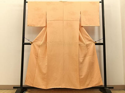 平和屋着物■上質な色無地　鏡裏地紋　杏色　正絹　逸品　BAAX6663hj