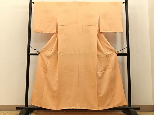 平和屋着物■上質な色無地　鏡裏地紋　杏色　正絹　逸品　BAAX6663hj