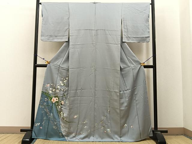 平和屋着物■訪問着　草花文　暈し染め　金銀彩　正絹　逸品　未使用　BAAX6665hj