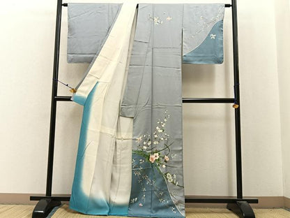 平和屋着物■訪問着　草花文　暈し染め　金銀彩　正絹　逸品　未使用　BAAX6665hj