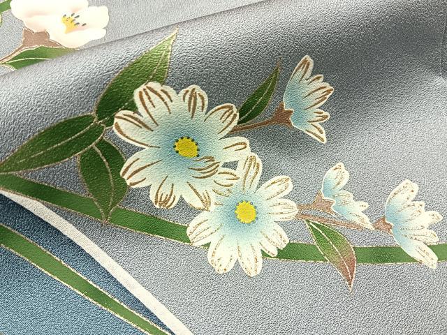 平和屋着物■訪問着　草花文　暈し染め　金銀彩　正絹　逸品　未使用　BAAX6665hj