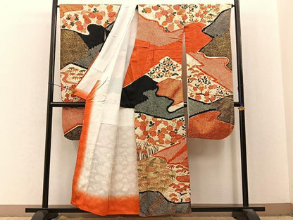 平和屋着物■豪華振袖　駒刺繍　絞り　松竹梅　流水花文　金彩　正絹　逸品　BAAX6668hj