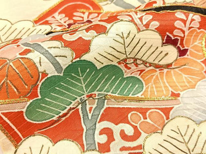 平和屋着物■豪華振袖　駒刺繍　絞り　御所車花文　金彩　正絹　逸品　BAAX6671hj