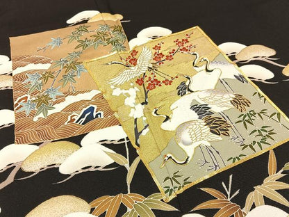 平和屋着物■豪華黒留袖　作家物　駒刺繍　群鶴　松竹梅　金彩　正絹　逸品　BAAX6673hj