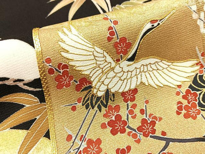 平和屋着物■豪華黒留袖　作家物　駒刺繍　群鶴　松竹梅　金彩　正絹　逸品　BAAX6673hj