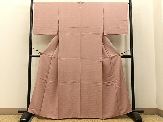 平和屋着物■上質な色無地　花菱地紋　一斤染色　正絹　逸品　BAAX6674hj