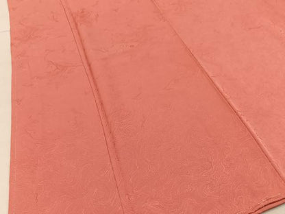平和屋着物■上質な色無地　墨流し文様　甚三紅色　ロング丈　正絹　逸品　未使用　BAAX6675hj