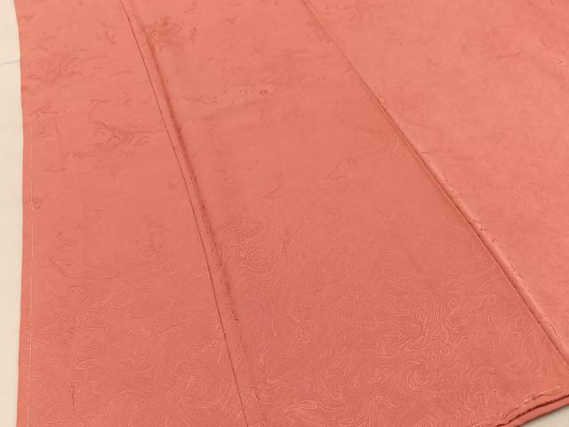 平和屋着物■上質な色無地　墨流し文様　甚三紅色　ロング丈　正絹　逸品　未使用　BAAX6675hj