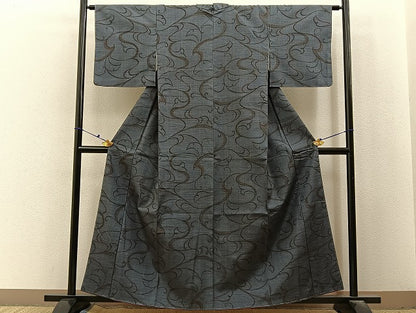 平和屋着物■上質な紬　唐草文　正絹　逸品　未使用　BAAX6680hj
