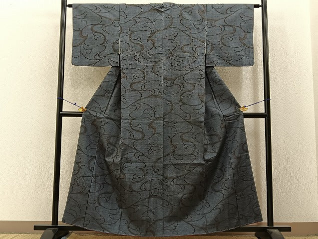 平和屋着物■上質な紬　唐草文　正絹　逸品　未使用　BAAX6680hj