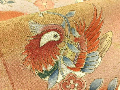 平和屋着物■豪華黒留袖　作家物　花喰い鳥　人物文　暈し染め　正絹　逸品　BAAX6683hj