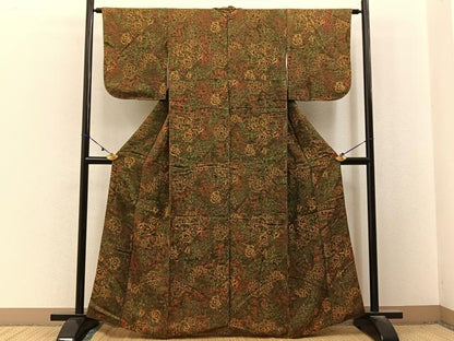 平和屋着物■上質な小紋　更紗草花文　正絹　逸品　BAAX6684hj