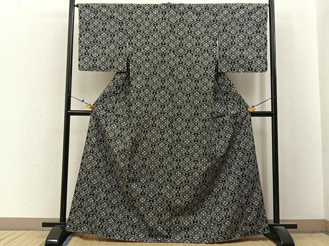 平和屋着物■上質な紬　花菱文　正絹　逸品　未使用　BAAX6685hj